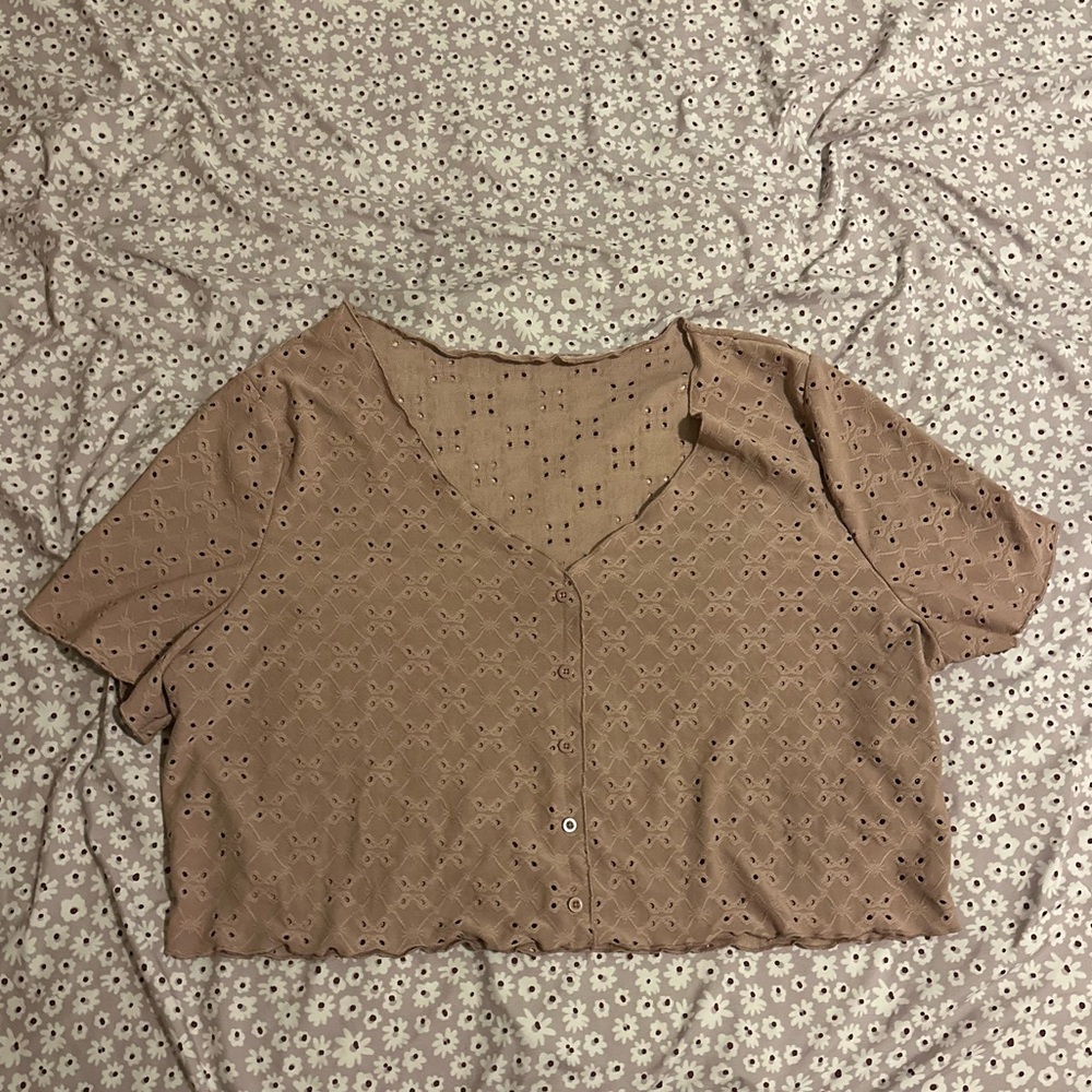 SHEIN Muave Eyelet Crop Top